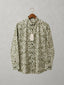 Green abstract print casual cotton shirt for men, button-down collar,
