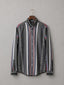 Grey multi stripe casual cotton shirt for men, button-down collar,