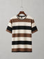 Brown, black and ivory block stripe old money t-shirt for men