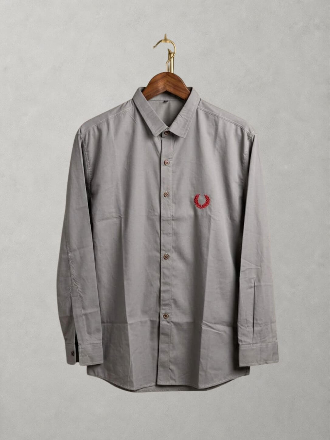 Stone solid casual cotton shirt for men, button-down collar
