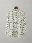 White clover print casual cotton shirt for men, button-down collar,
