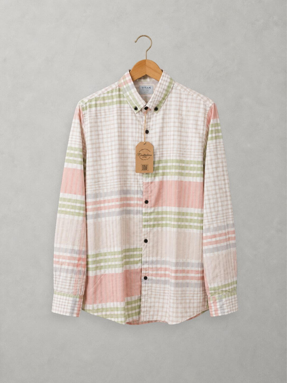 Multi plaid casual cotton shirt for men, button-down collar, Main image