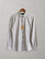 Grey micro stripe casual cotton shirt for men, button-down collar
