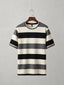 Black and grey block stripe old money t-shirt for men