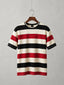 Red, black and ivory block stripe old money t-shirt for men