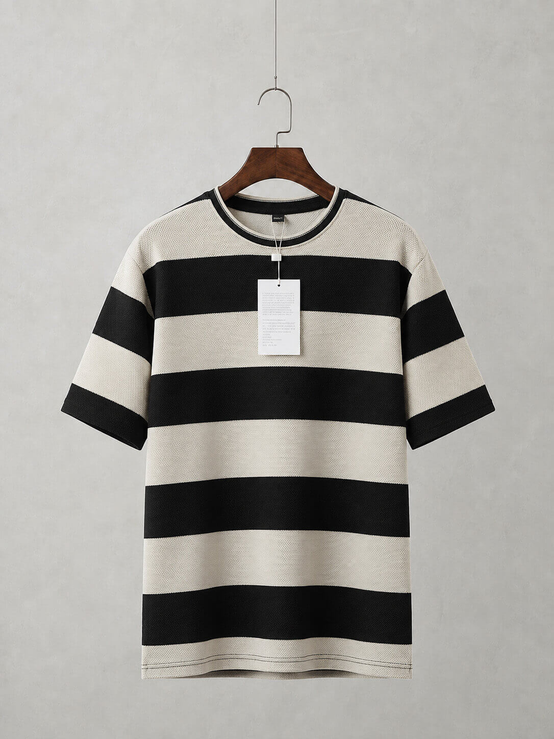 Black and ivory rugby stripe old money t-shirt for men