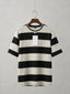 Black and ivory rugby stripe old money t-shirt for men